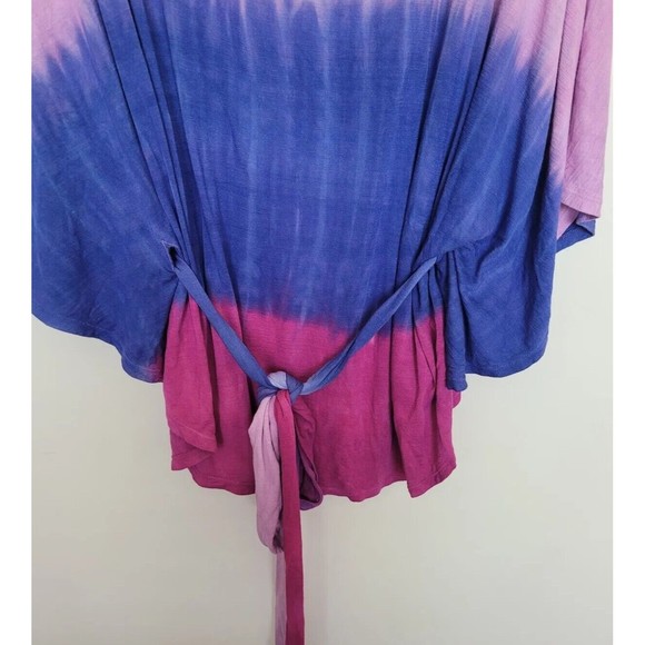 Lane Bryant Womens Tie Dye Poncho Top Tie Waist Slub Knit Size 18/20 - Picture 6 of 9